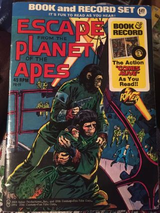 Vintage 1974 Escape From The Planet Of The Apes Book And Record Set Power 45 Rpm