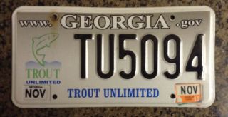 2012 Georgia Graphic Trout Unlimited License Plate