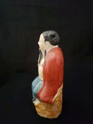 Vintage Asian Chinese Bearded Man with Fan Figurine Made in China 2