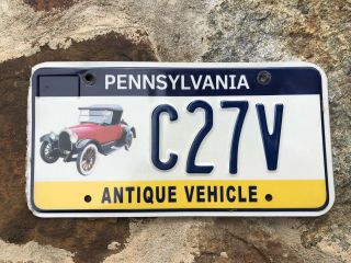 Pennsylvania “antique Vehicle” License Plate Tag C27v Pa Format 7