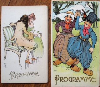 Programs / Dance Cards Pair 1900 French Color Litho,