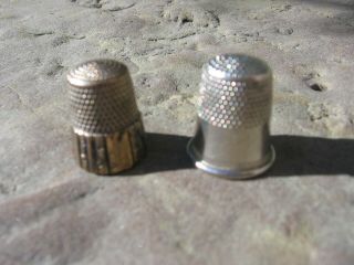 Two Vintage Metal Thimbles - Size 9 & 10 - Sewing Accessories
