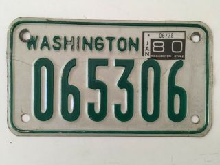 1980 Washington Motorcycle License Plate Natural Sticker On Undated 1976 Base