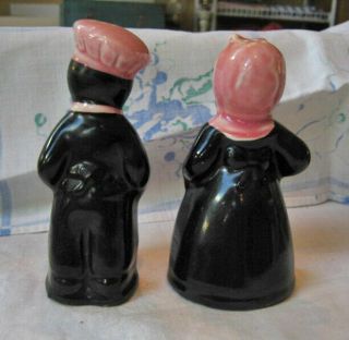 Vintage Black Americana Aunt Jemima - Chef Salt Pepper Shakers - Pink Clothing HTF 2
