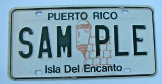 Puerto Rico Auto Sample License Plate " Sam Ple " Isla Del Encanto Castle