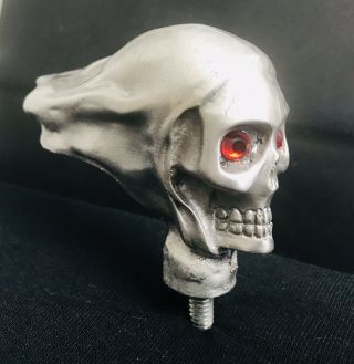 Death Head Jewel Crystal Skull Skeleton Fender Hood Ornament Mascot Rat Hot Rod
