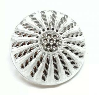 Cone Shaped Silver Luster Textured Glass Button 18.  48mm Antique