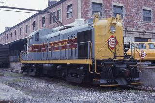 Slide El Erie Lackawanna Alco Rs - 3 1055 Hornell Ny With Mow Truck 1975