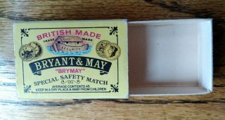 Vintage Bryant & May " Brymay " Safety Matchbox British Made