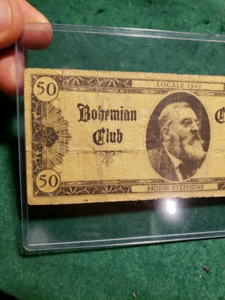 Antique Bohemian Club 50 Dollar Locale 1942,  Morse Stephens,  Band Night Ephemera 2
