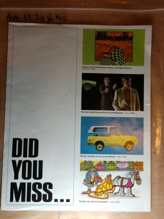 Vintage Chevrolet Did You Miss.  1970 Highlights Chevy 70 Sales Brochure