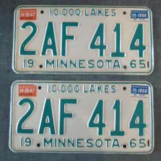 Antique Collector 1965 1966 1967 Minnesota License Plate Pair Yom Plates 2af 414