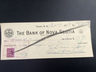 The Bank Of Nova Scotia,  Cancelled Cheque Truro,  N.  S.  Branch,  Feb 17,  1947