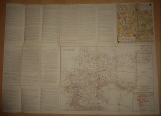 Vtg 3rd Reich Era Fold Out Brochure Map French Language Germany L 