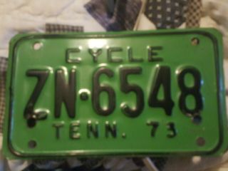 1973 Tenn Motorcycle Vintage License Plate Lime Green And Black