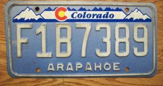 Single Colorado License Plate - F1b7389 - Designer " Denim " Plate