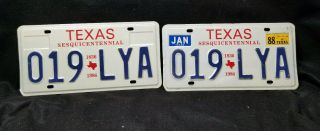 Vintage 1986 Texas Sesquicentennial 1836 To 1986 License Plate 019 Lys