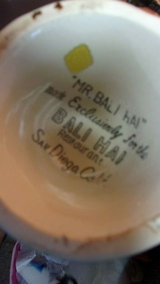 Vintage Mr.  Bali Hai Headhunter Tiki Mug Concave Bottom w/ Japan Sticker No Lid 4