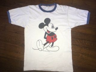 Vintage 70’s 50/50 Mickey Mouse Ringer T Shirt Size S