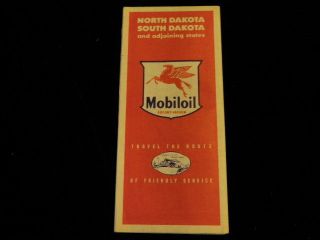 Vintage 1940s - 50s Mobilgas Gas North South Dakota State Road Map Dons Argyle Mn