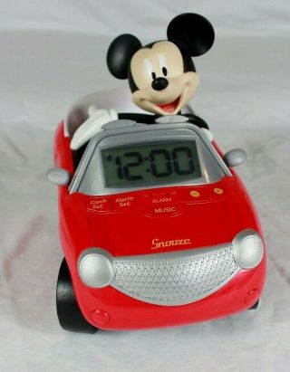 Disney Mickey Mouse Red Car Talk/music Alarm Clock Ekids/kid Designs Great