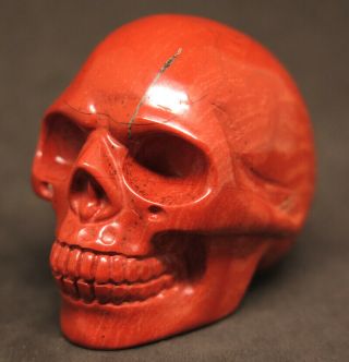 50mm 3.  5oz Natural Red Jasper Crystal Carving Art Skull