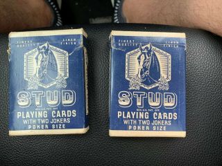 Vintage - 2 Decks Of Blue Walgreens Stud Poker Playing Cards -