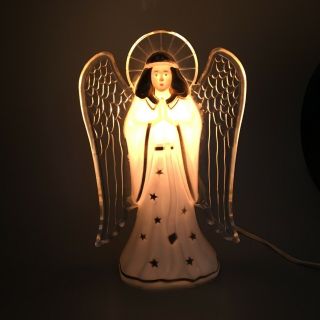 Vintage Christmas Angel Light Lamp Hard Plastic