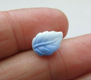 Darling Small Antique Vtg Realistic Glass Kiddie Button Leaf Design 1/2 " (l)