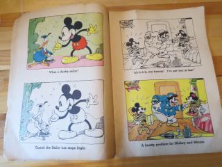 1935 Mickey Mouse Coloring Book / Rare Quack The Sailor Picture / 1930s Donald