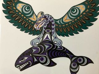 Joe Wilson Thunderbird And Killer Whale Ceramic Art Tile Trivet Sxwaset Native