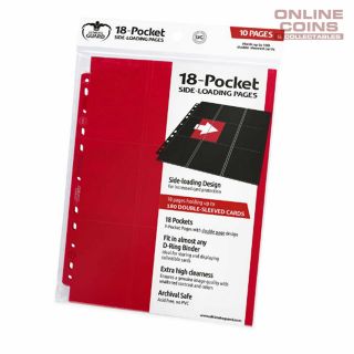 Ultimate Guard 18 - Pocket Side - Loading Trading Card Pages - Red