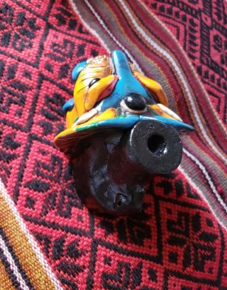 Aztec Jaguar Whistle.  Sounds loud.  Ceremonial clay whistle.  Mexican Native 3