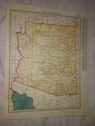 1942 Railroad Map Of Arizona Showing Indian Reservations - Arkansas Map On Back