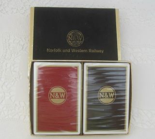 Vintage Norfolk & Western Railway Railroad Playing Cards Double Deck