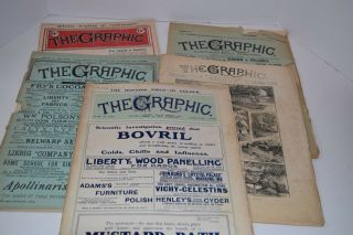 Set Of 5 Late 19th/early 20th Century English " The Graphic " Weekly Newspapers