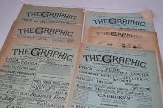 Set Of 6 Late 19th/early 20th Century English " The Graphic " Weekly Newspapers