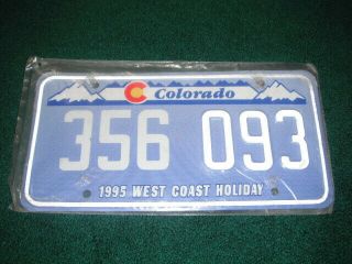 Colorado License Plate 1995 West Coast Holiday 356 093 Rockies Mountain In Pack