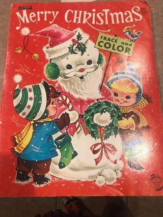 Merry Christmas Trace And Color Vintage Coloring Book