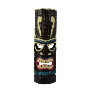 Turquoise Tiki Head Face Wood Totem Statue Tropical Bar Patio Luau 3d Wall Decor