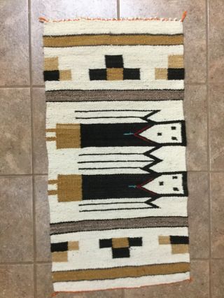 Vintage Native American Navajo Yei Textile Gallup Throw