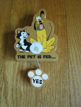 Vtg Disney Figaro Pluto Cleo Magnet The Pet Is Fed Rare Cat Dog Fish Collectible