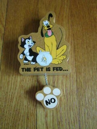 Vtg Disney Figaro Pluto Cleo Magnet The Pet is Fed RARE Cat Dog Fish Collectible 3