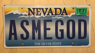 Nevada Vanity License Plate " Asme God " Ask Me God Religious Pray Jesus Lord