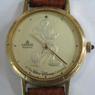 Vintage Mickey Mouse Watch Lorus By Seiko Gold Face Walt Disney Wristwatch