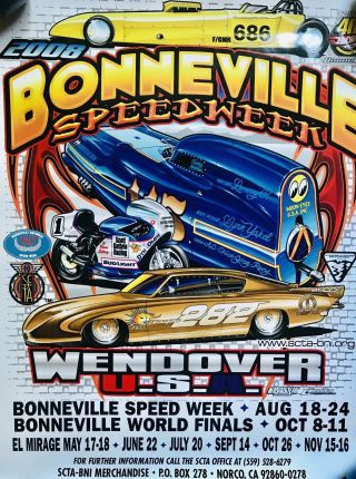 2008 Bonneville Nationals Speed Week Official Orgl.  Race Poster Salt Flats