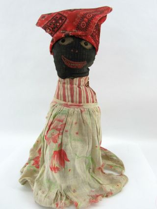 1915 Primitive Black Americana Bottle Doll With Embroidered Sock Head