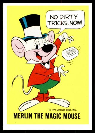 1974 Warner Bros.  National Periodical Card Merlin The Magic Mouse