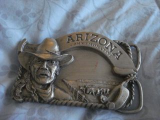 Vintage Arizona Commerative Arroyo Grande Buckle Co Pewter Belt Buckle - 1985