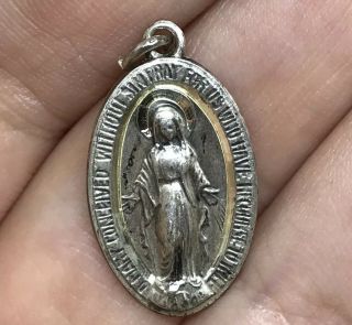 Vintage Signed Rlp Sterling Miraculous Virgin Mary Medal Pendant